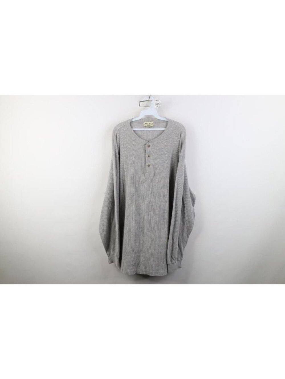 Vtg 90s Eddie Bauer Mens L Blank Thermal Waffle Knit Long Sleeve Henley T-Shirt